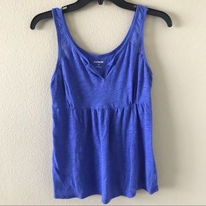 Express Lace Inset Slub Babydoll Tank Top